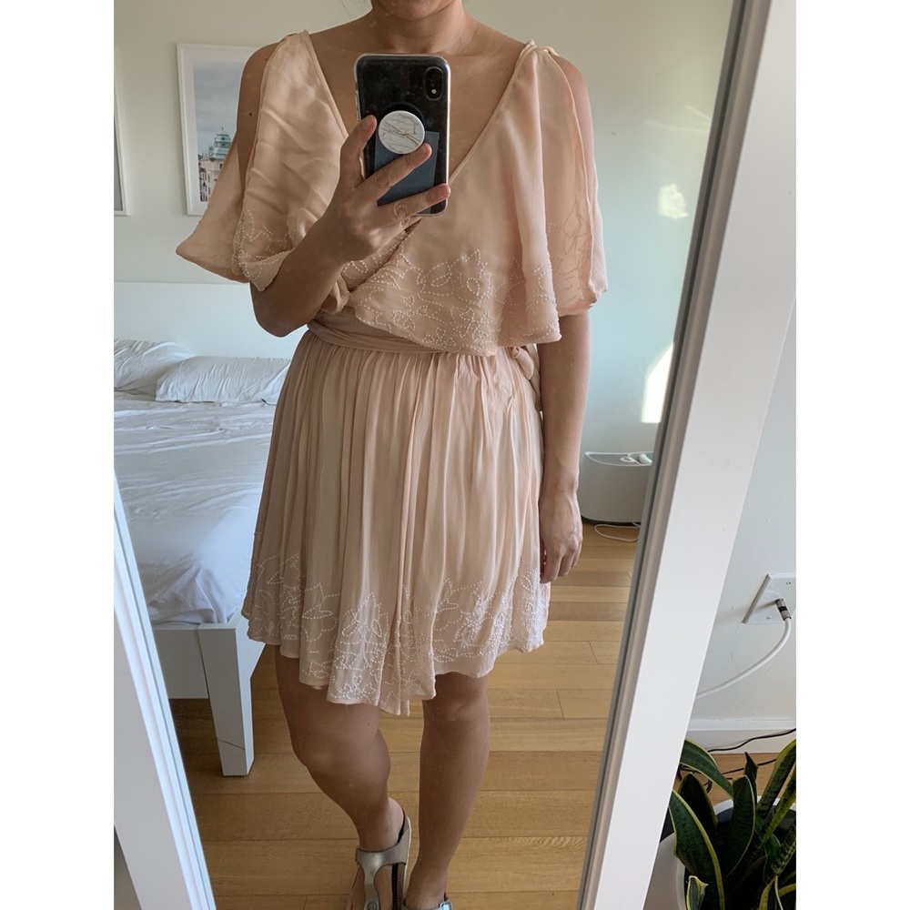 🌟SALE🌟Free people nude beaded wrap dress sz L